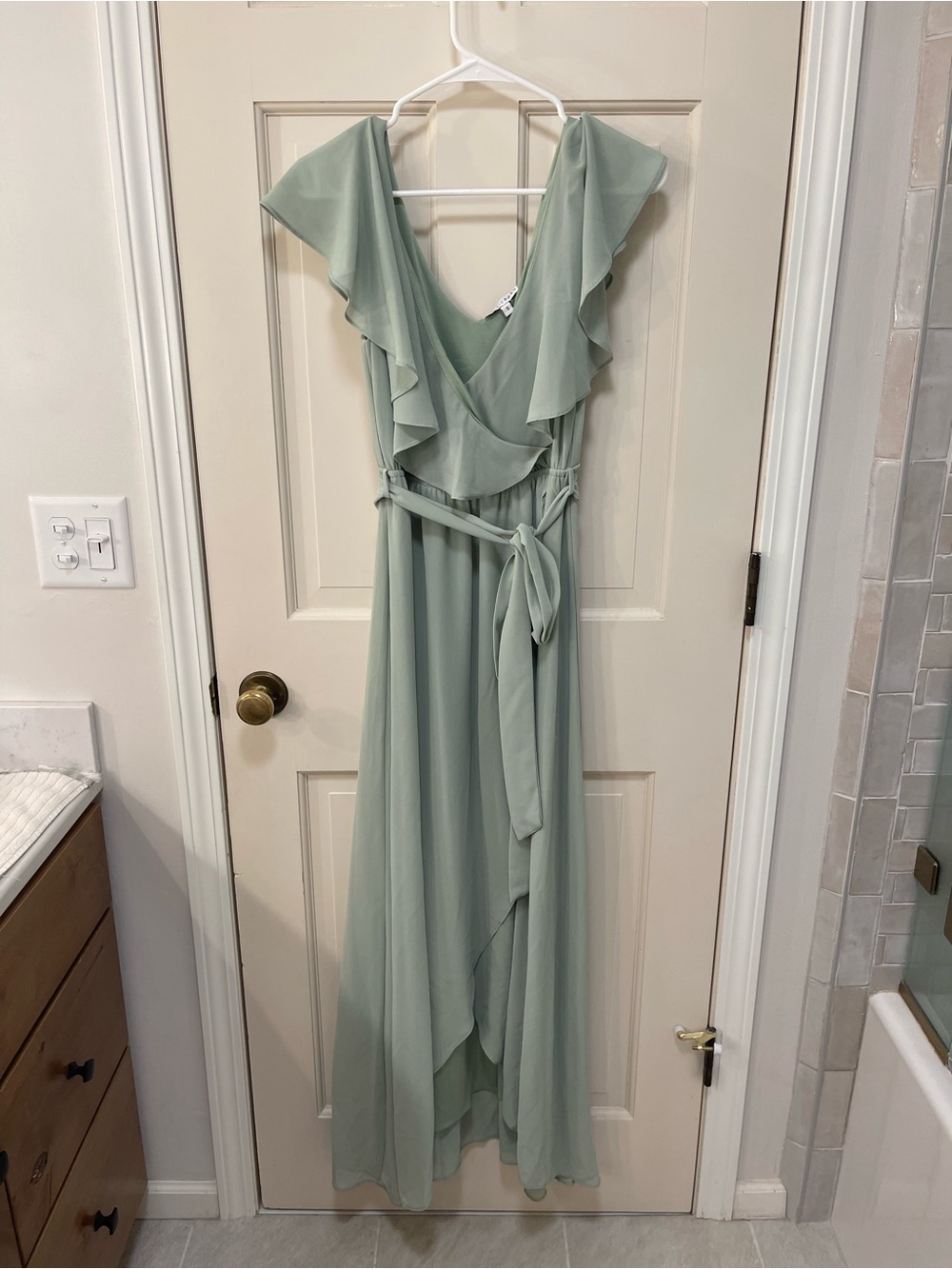 Baltic Born Sage Green Ruffle Wrap Maxi Dress